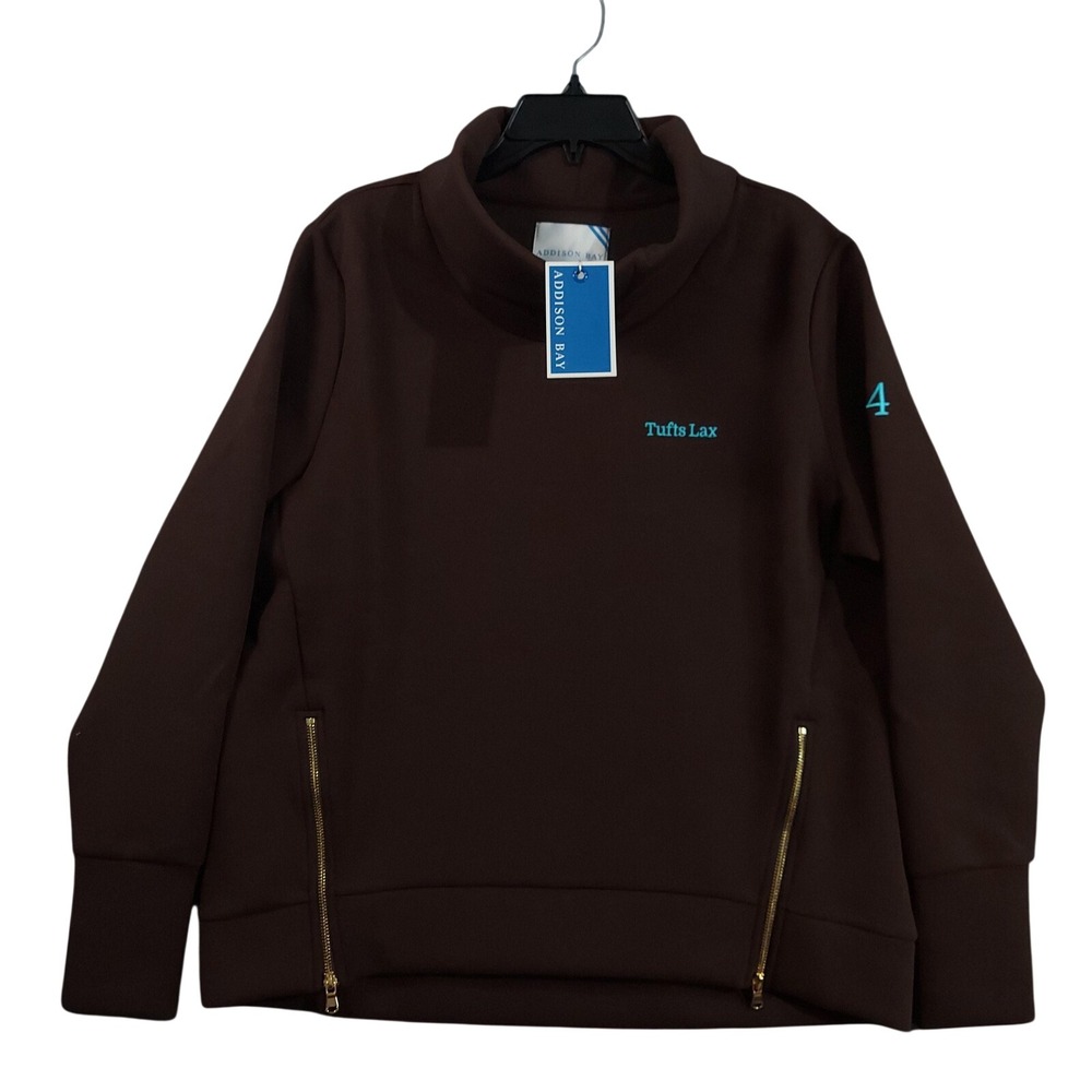 Addison Bay Sweatshirt Womens L Brown‎ Tufts Lax Lacrosse #24 Everyday Pullover